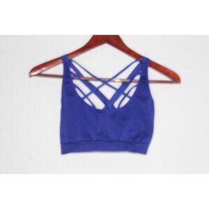 Victoria Secret Sports Bra Size‎ L Bralette Strappy Back Royal Blue Workout Yoga